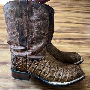 Dan Post Brown Crocodile-Textured Cowboy Boots